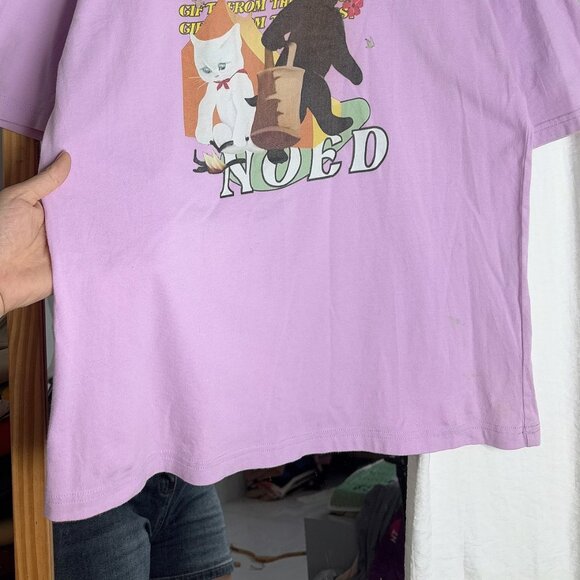 Cute Cat Graphic Tee Lavender Purple Oversized Soft - Picture 3 of 4